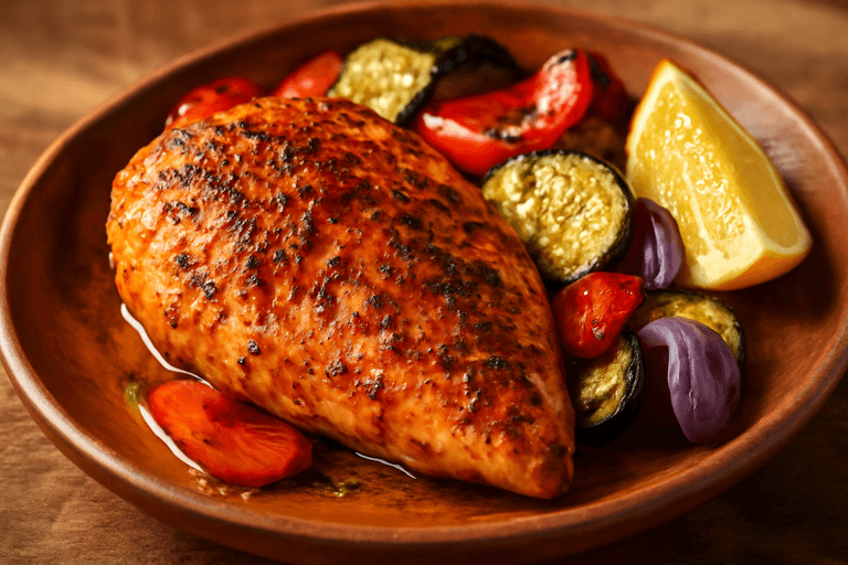 Gegrilde Kippenborst met Mediterrane Groenten