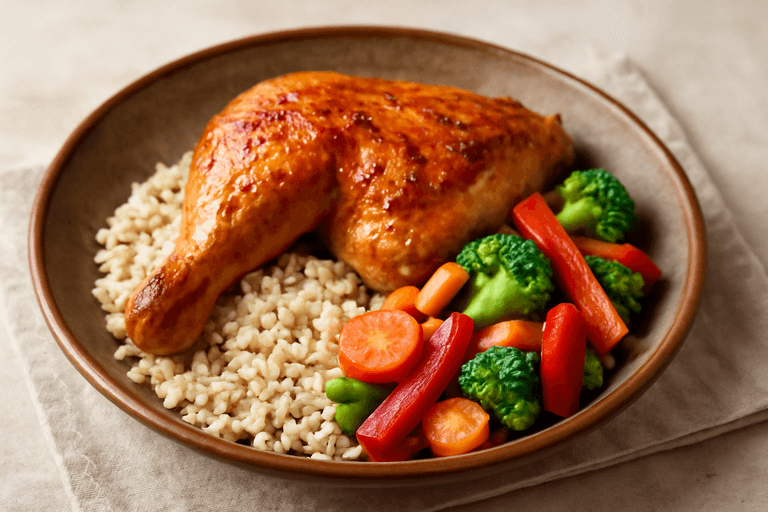 Pollo Clásico al Horno con Arroz Integral y Verduras
