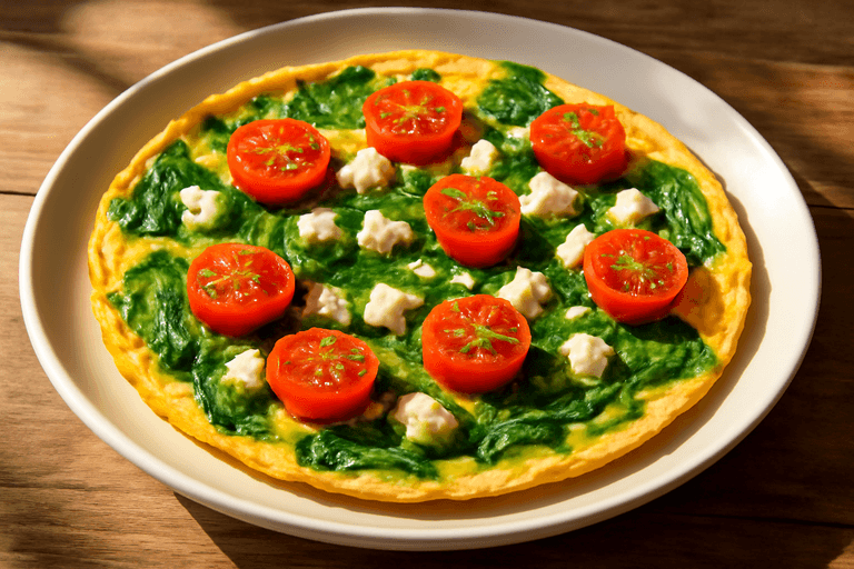 Proteinreiches Frühstücks-Omelett mit Spinat und Tomaten