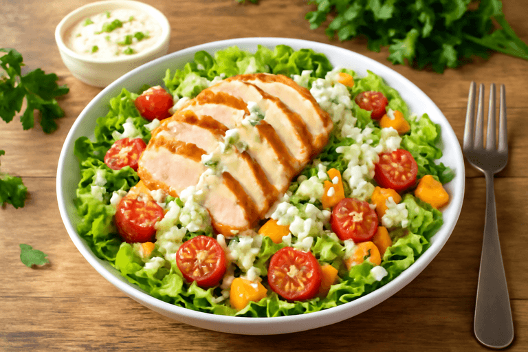 Leichter Hähnchen-Gemüse-Salat mit Joghurt-Dressing