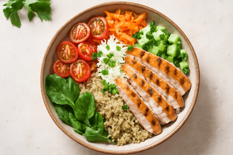 Salada Colorida de Frango Grelhado com Quinoa