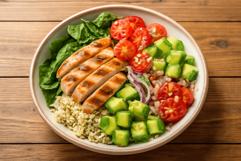 Proteinrik kycklingsallad med quinoa och avokado