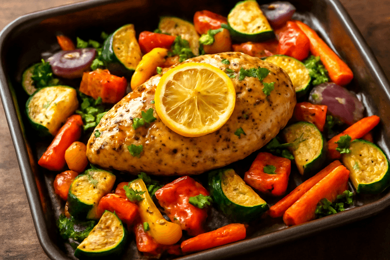 Saftig Citronkyckling med Rostade Grönsaker
