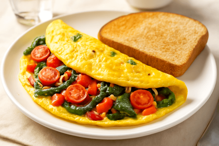 Energizing Veggie Omelet with Whole Wheat Toast