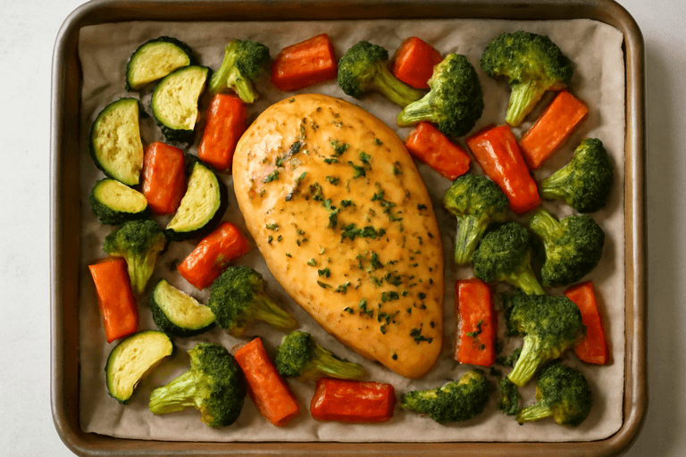 Zitronen-Kräuter Hähnchen mit Ofengemüse