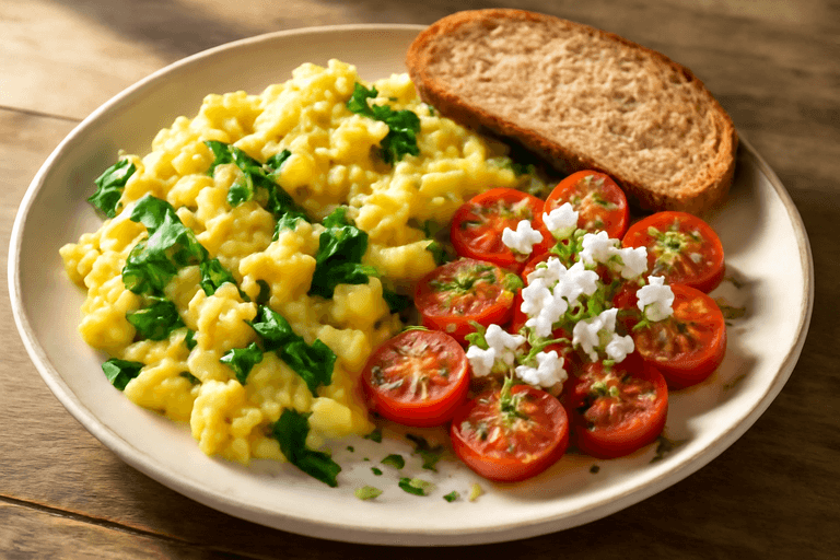 Protein-Power Rührei mit Spinat & Tomaten