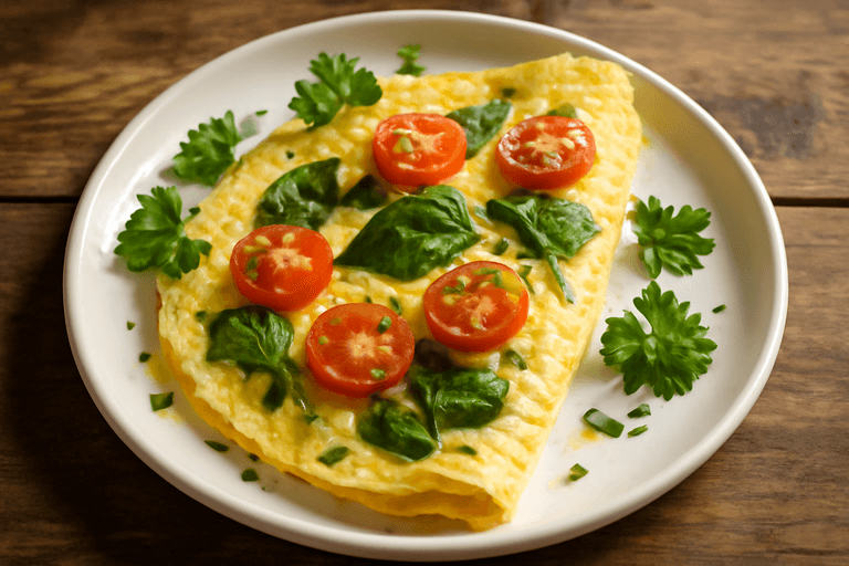 Omelette légère aux épinards et tomates
