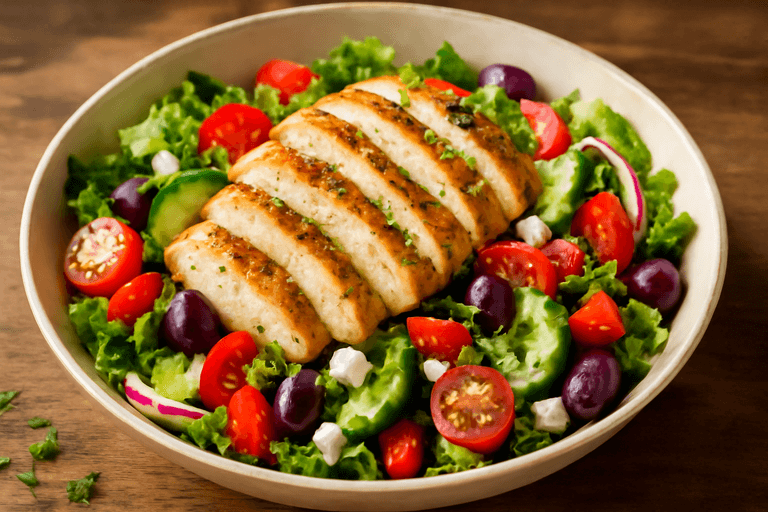 Klassisk Medelhavssallad med Kyckling