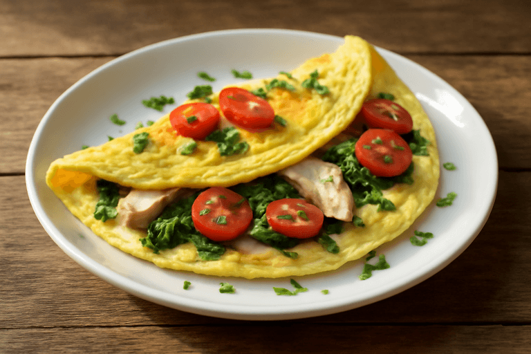 Omelette légère aux épinards et tomates