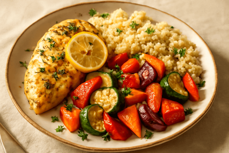 Pollo al Horno con Verduras Asadas y Quinoa