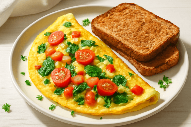 Energizing Veggie Omelette with Whole Grain Toast
