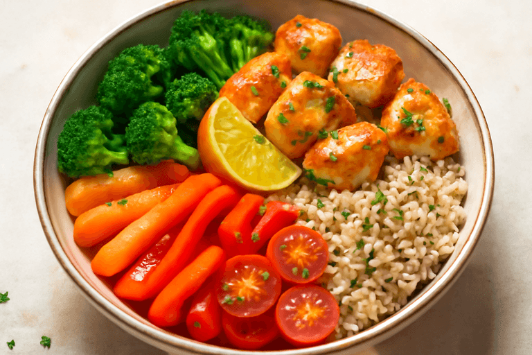 Leichter Hähnchen-Gemüse-Bowl