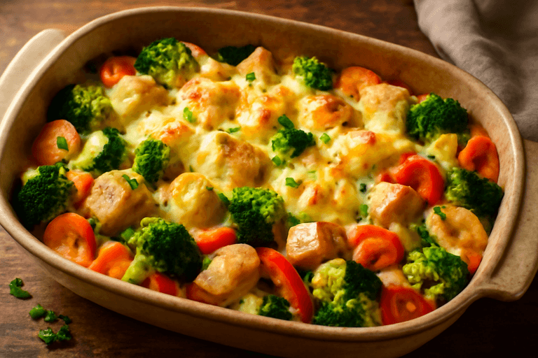 Leichter Hähnchen-Gemüseauflauf