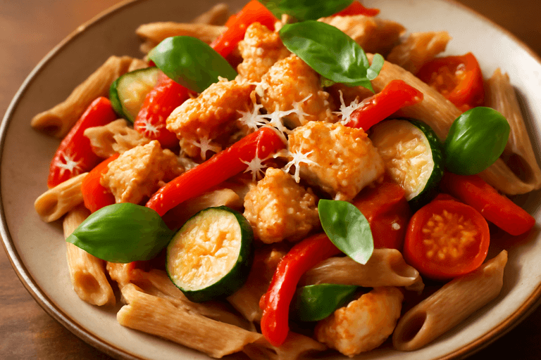 Klassieke Kippasta met Groenten en Parmezaan