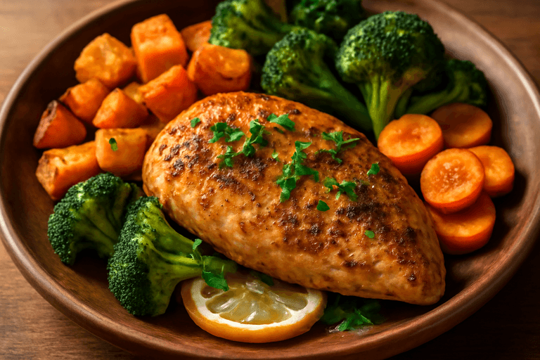 Kruidige Kipfilet met Zoete Aardappel en Groenten