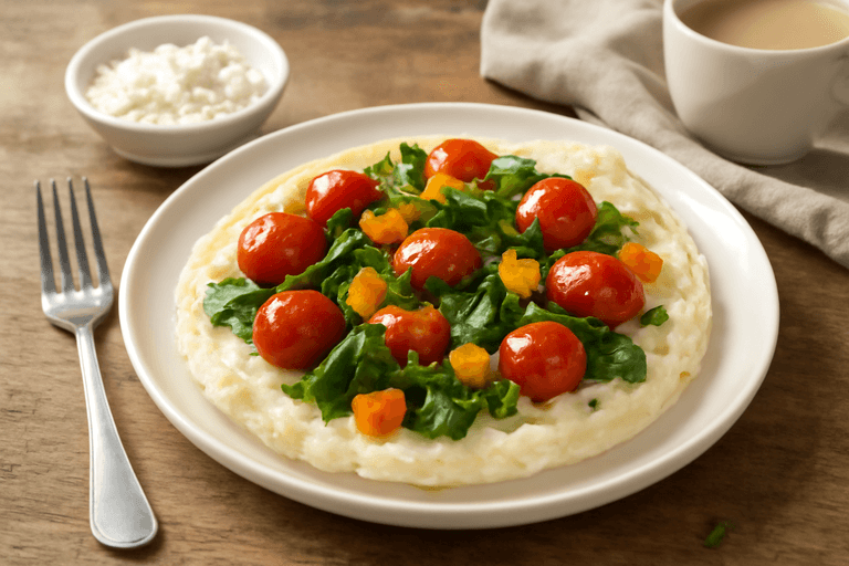 Омлет с овощами и нежирным сыром