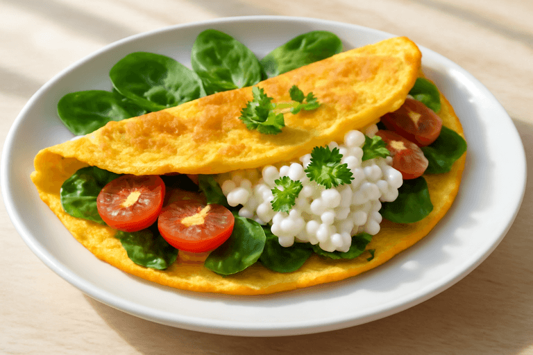 Proteinreiches Omelett mit Spinat und Tomaten