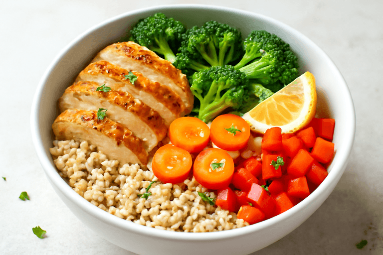 Leichter Hähnchen-Gemüse-Bowl