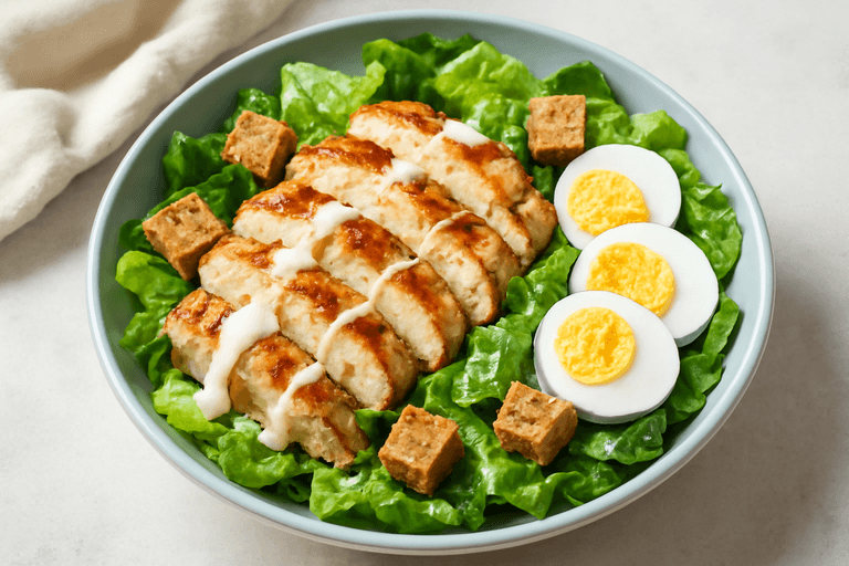 Ensalada César de Pollo Saludable y Saciadora