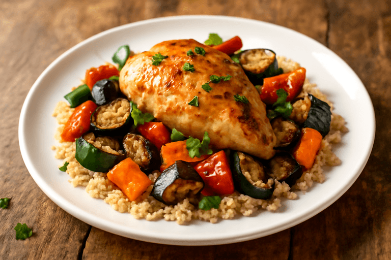 Pollo al Horno con Verduras Asadas y Quinoa