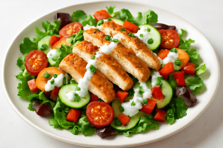 Leichter Hähnchen-Gemüse-Salat mit Joghurtdressing