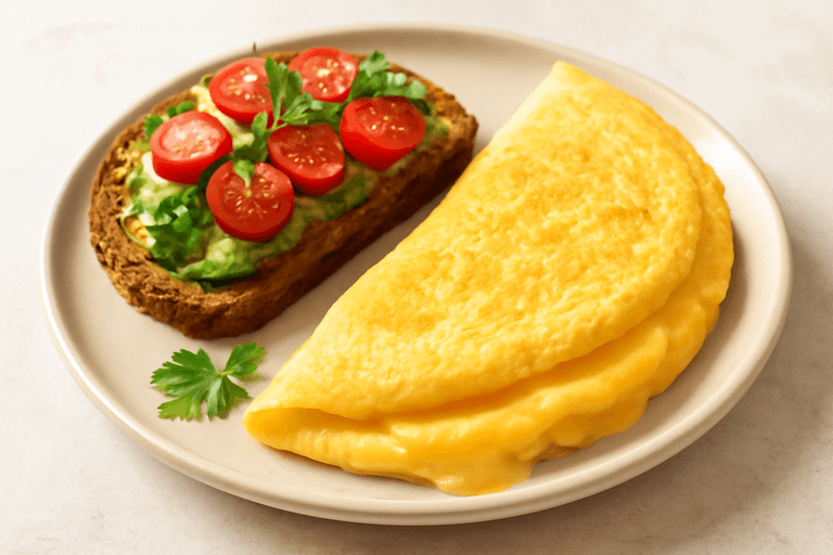 Proteinrik klassisk omelett med avokadotoast