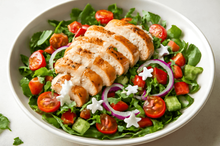 Leichter Hähnchen-Gemüse-Salat mit Joghurtdressing