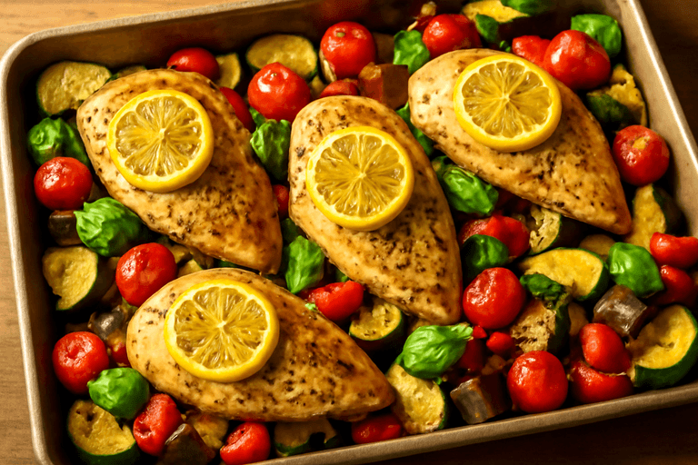 Zitronen-Hähnchen mit mediterranem Gemüse