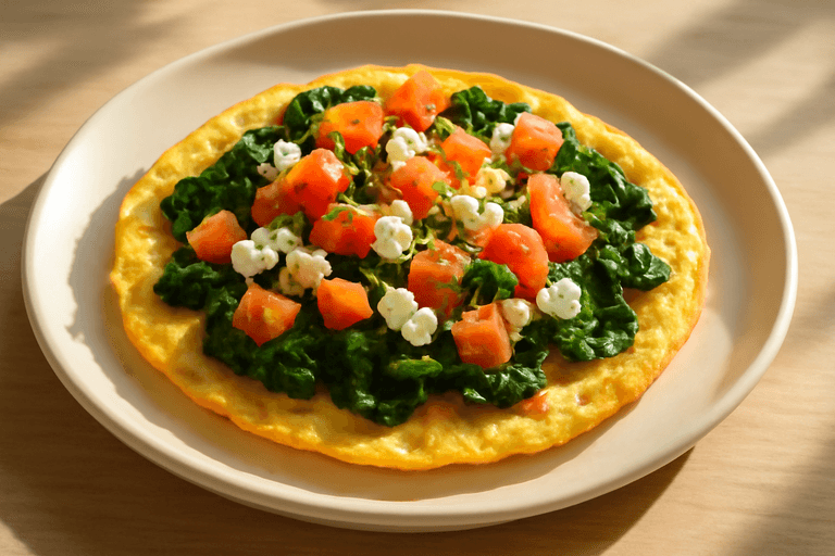 Vitales Frühstücks-Omelett mit Spinat & Tomate