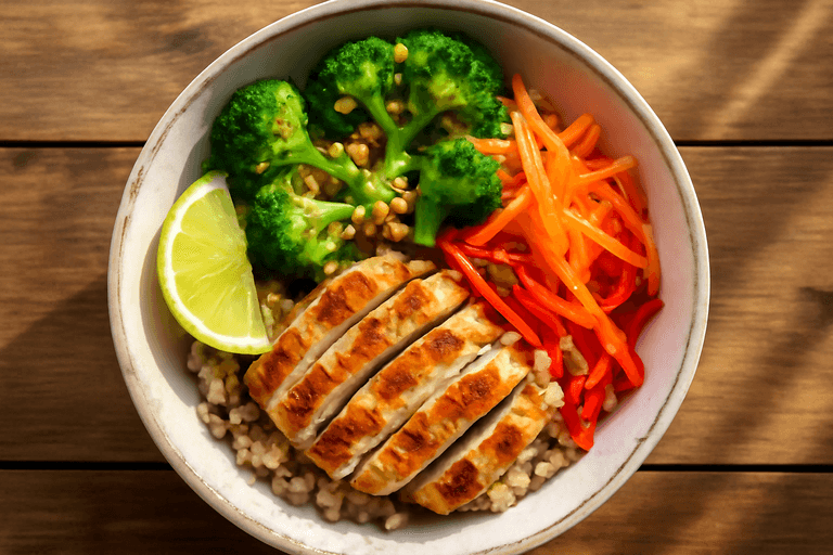 Bowl energético de pollo y arroz clásico