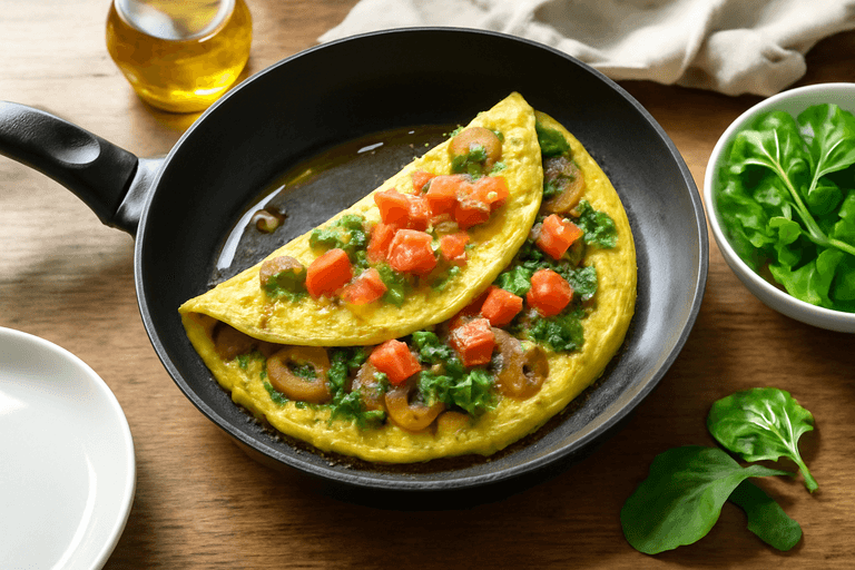 Omelette Santé aux Épinards et Champignons