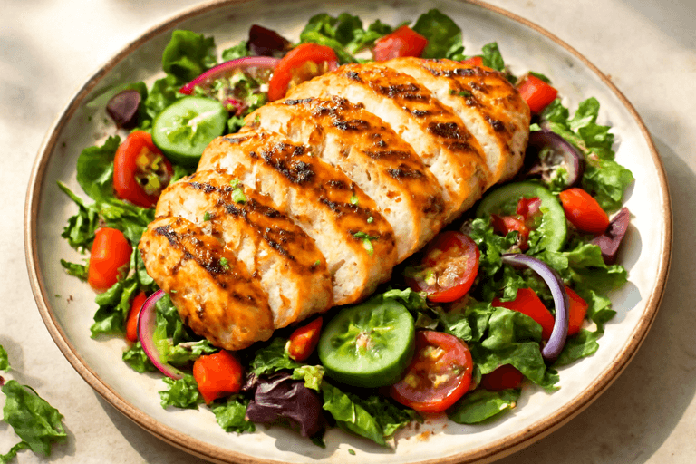 Salade de poulet grillé aux légumes croquants