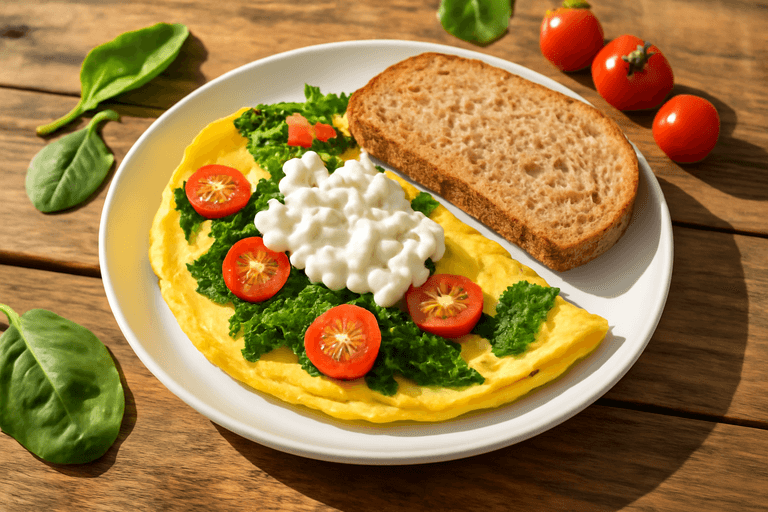 Omelete Energizante com Espinafre e Tomate