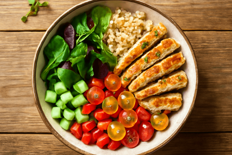 Leichter Hähnchen-Gemüse-Bowl