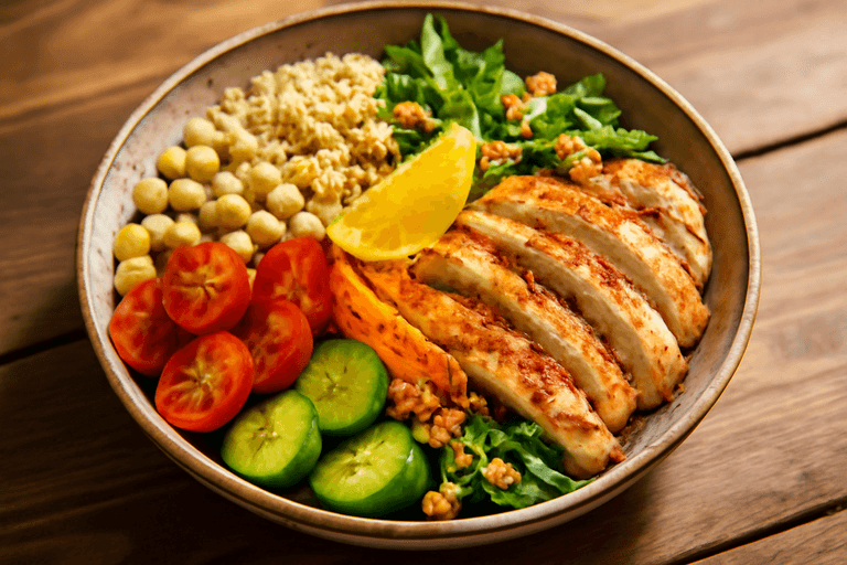 Salade composée poulet et légumes de saison