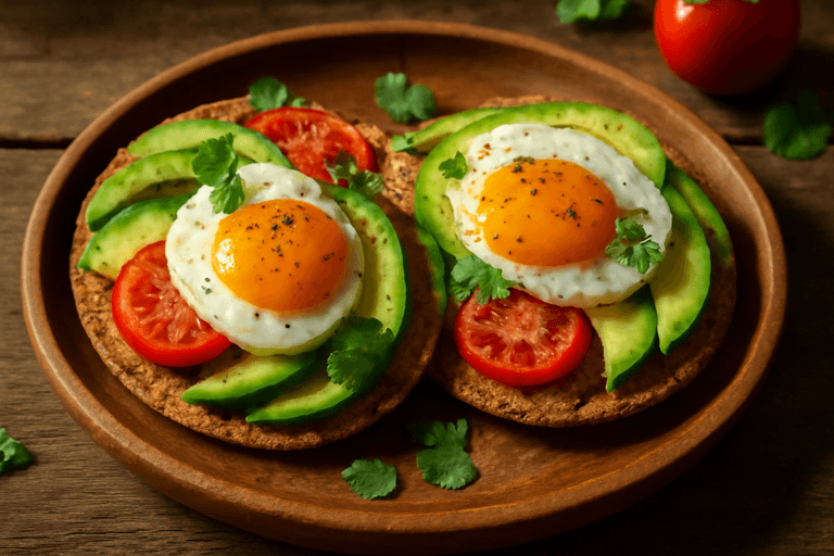 Tostadas Integrales con Aguacate, Huevo y Tomate
