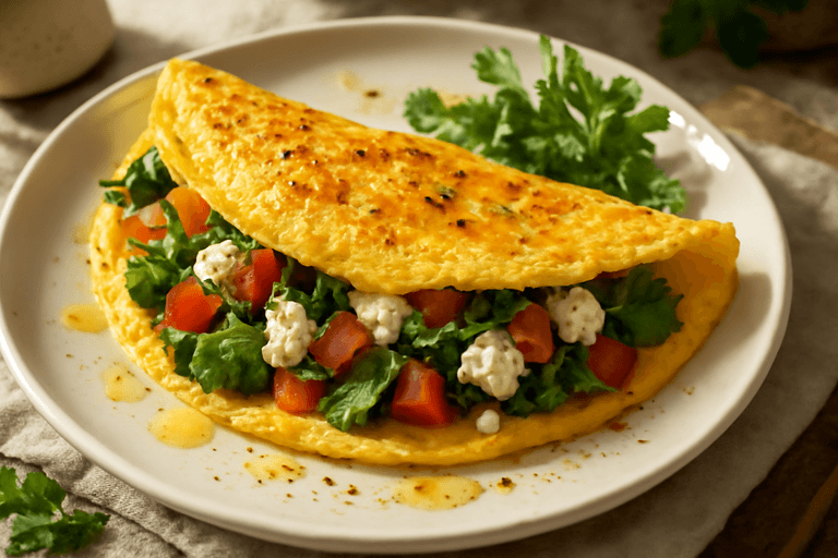 Proteinrik omelett med spenat och tomat