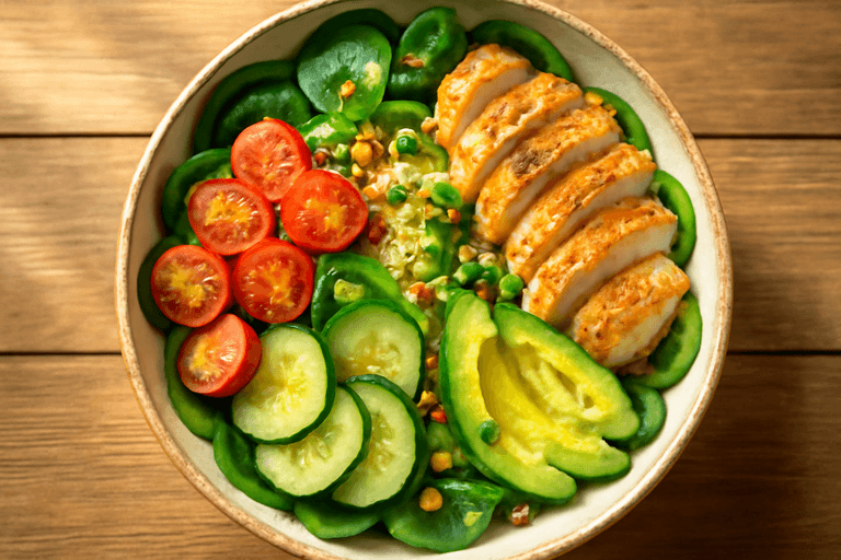 Kyckling- och quinoasallad med citrusdressing