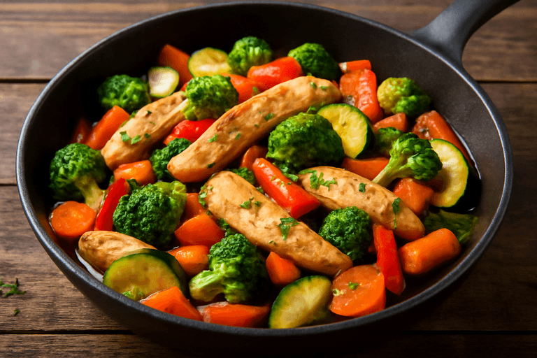 Leichtes Hähnchen-Gemüse-Pfannengericht