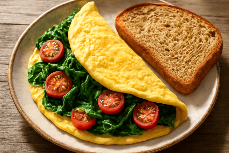 Proteinrik omelett med spenat & tomat
