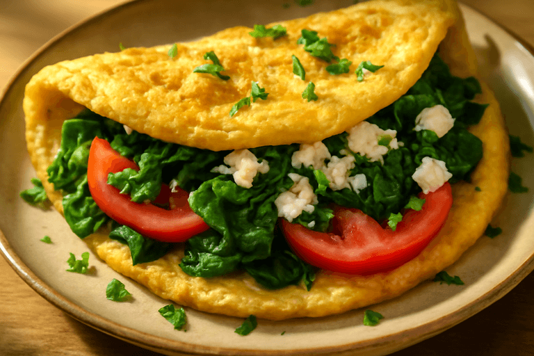 Proteinrik Omelett med Spenat och Tomat