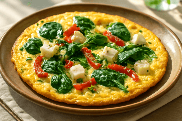 Omletă energizantă cu legume și brânză slabă