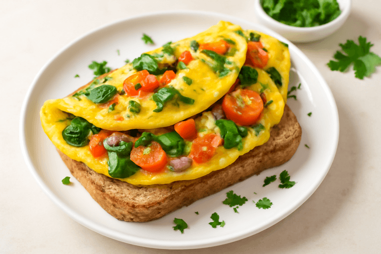 Energizing Veggie Omelette with Whole Grain Toast