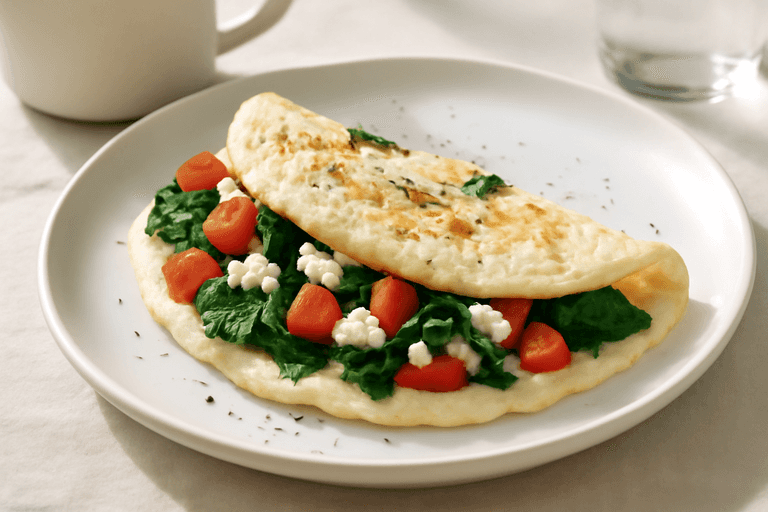 Omelette Clásica de Claras con Espinaca y Tomate