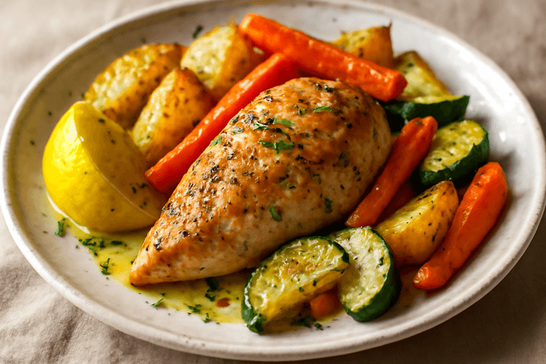 Φιλέτο Κοτόπουλο στο Φούρνο με Λαχανικά και Λεμόνι
