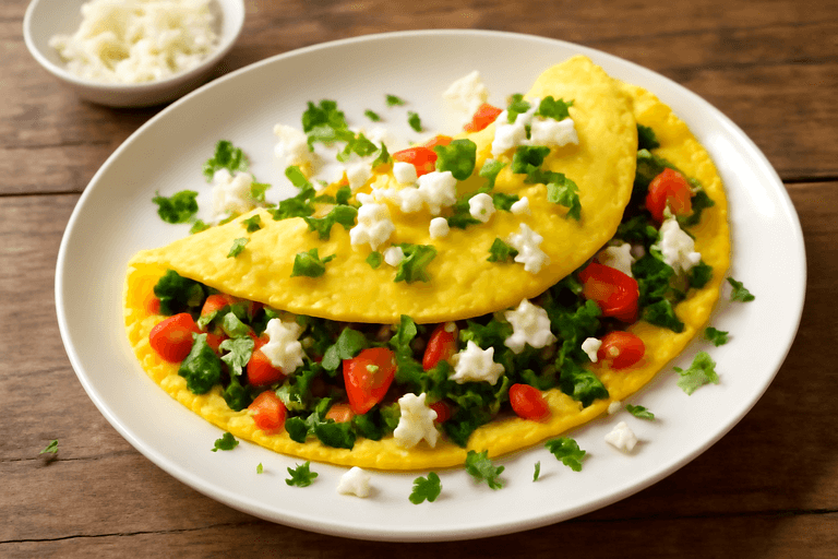 Omletă clasică cu legume și brânză telemea