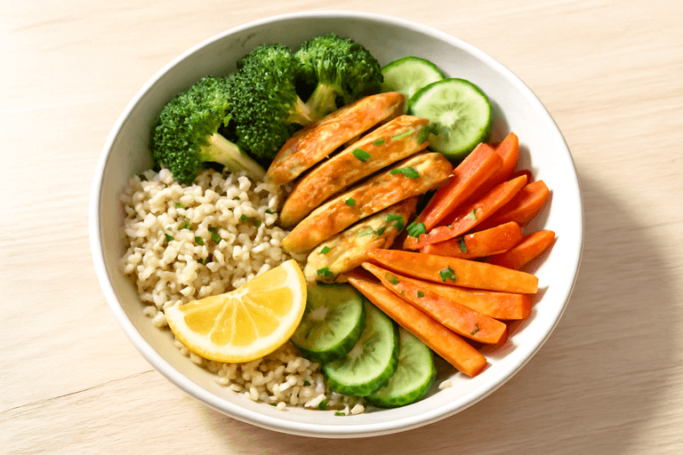 Leichter Hähnchen-Gemüse-Bowl