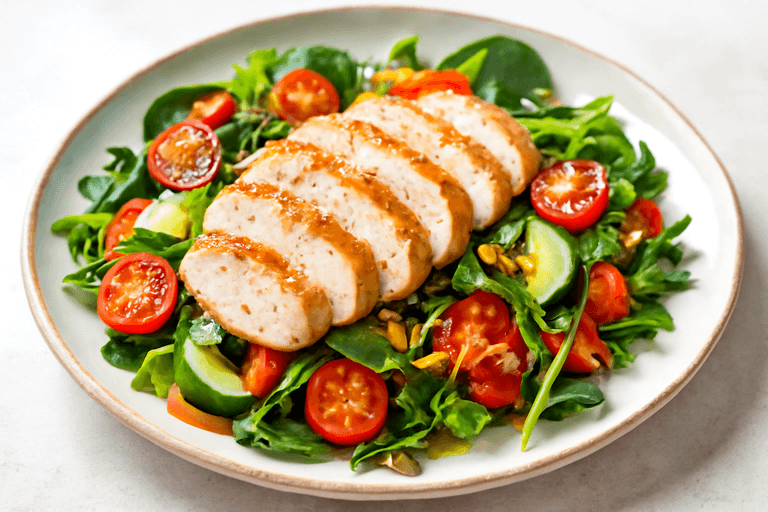 Salată Consistentă cu Piept de Pui la Grătar și Legume de Sezon