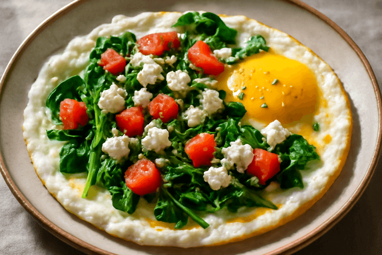 Ομελέτα Πρωινού Υψηλής Πρωτεΐνης με Σπανάκι & Ντομάτα