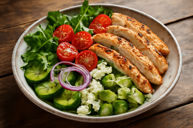 Izgara Tavuklu Sebzeli Akdeniz Salatası